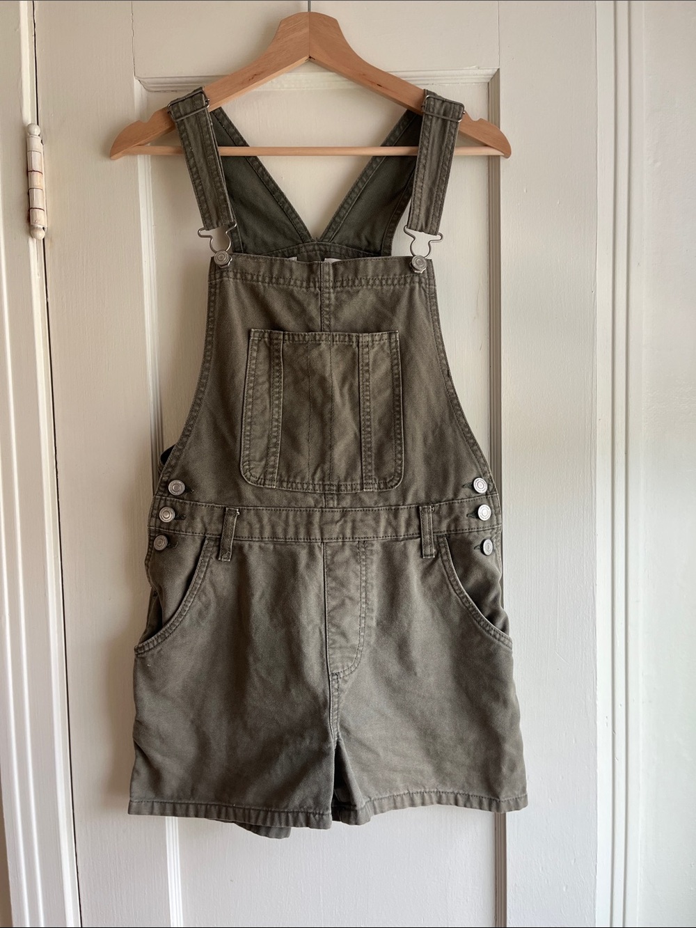 Cotton On Olive Utility Canvas Short Overalls